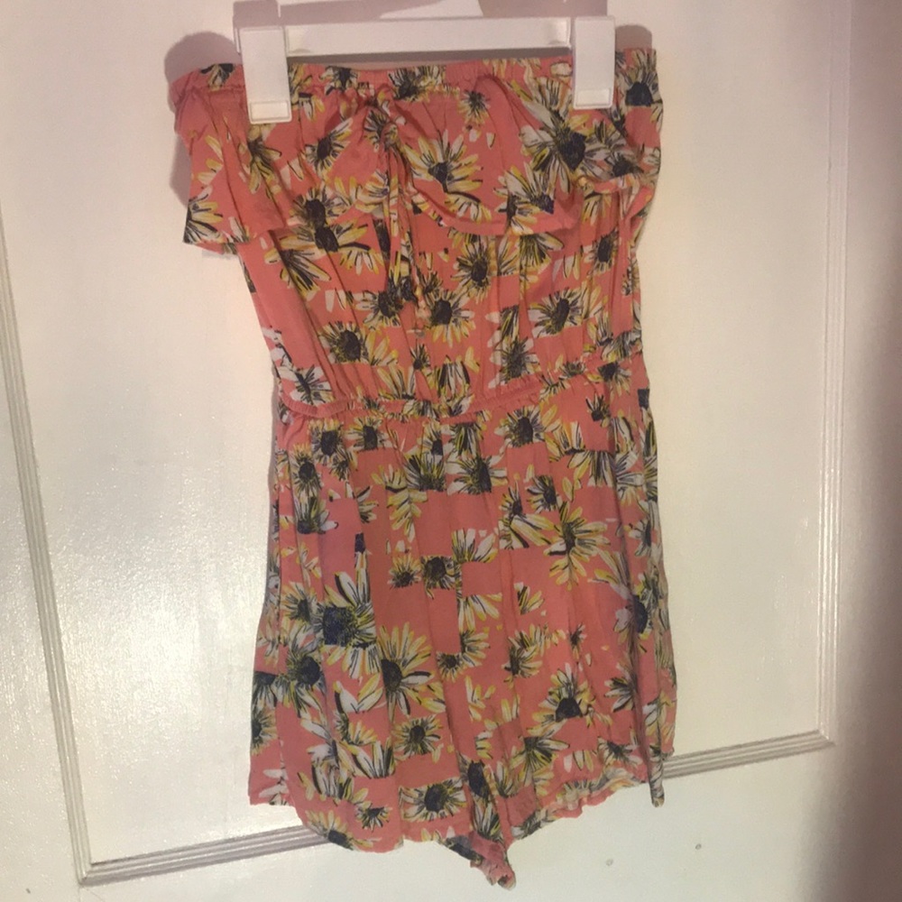 Pink floral romper